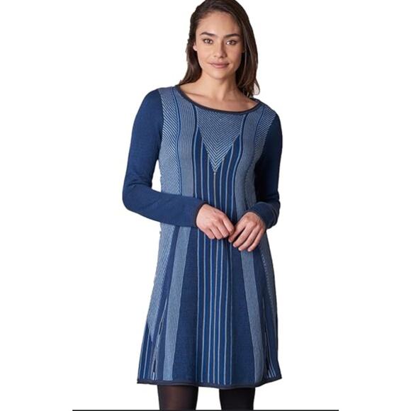 Prana Dresses & Skirts - PrAna Whitley Dark Cobalt Blue Sweater Dress Organic Cotton Knit Womens XL